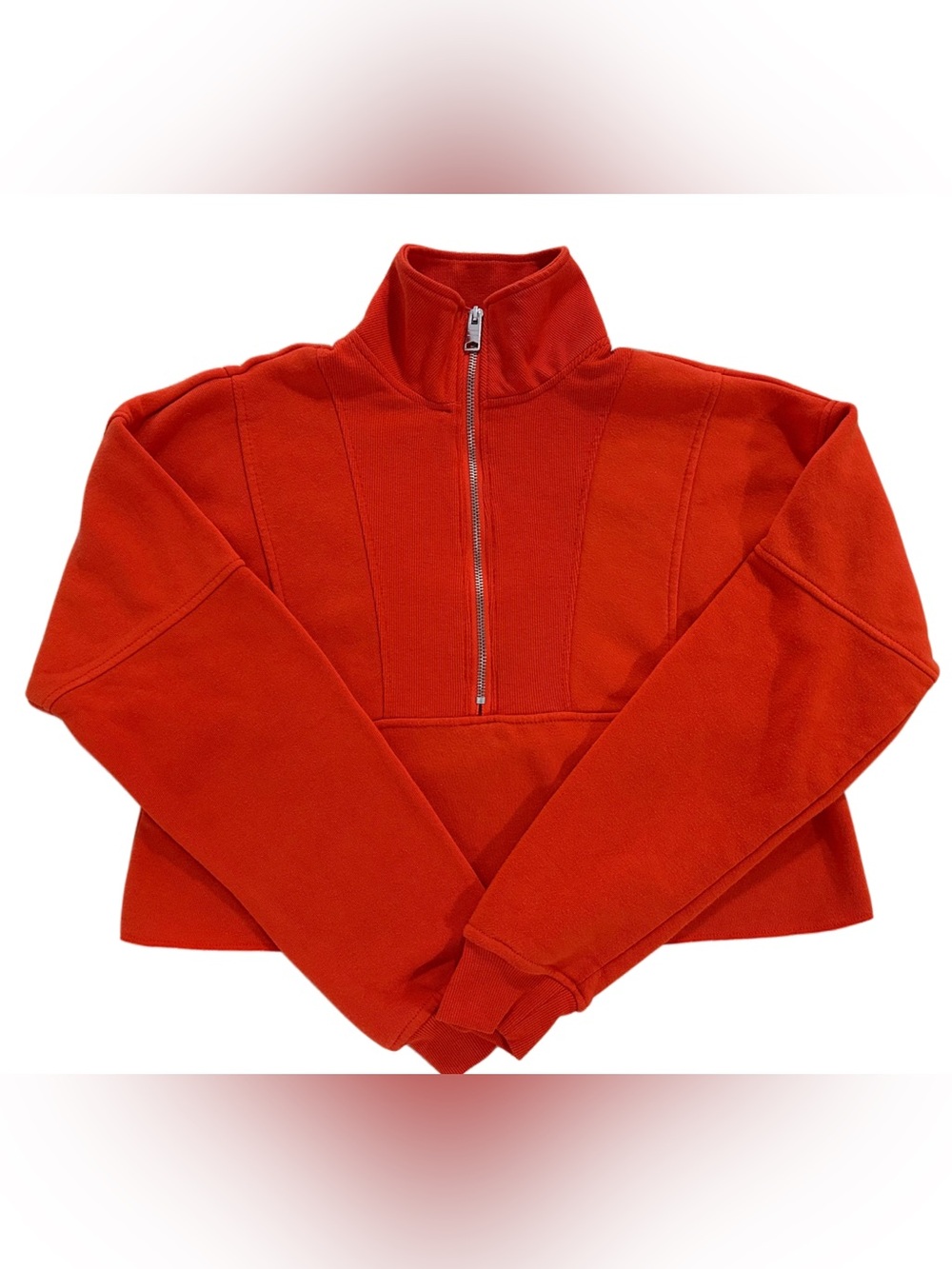 Better Together Cropped Half Zip Sweatshirt Boxy Orange Red Women’s S